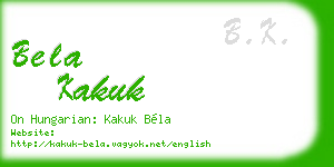 bela kakuk business card